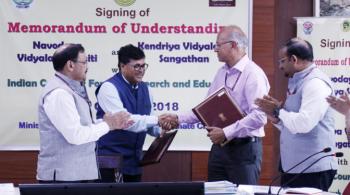 ICFRE Signs  MoU with Navodaya Vidyalaya Samiti and Kendriya Vidyalaya Sangathan on 15th October, 2018 at MoEF&CC, New Delhi 